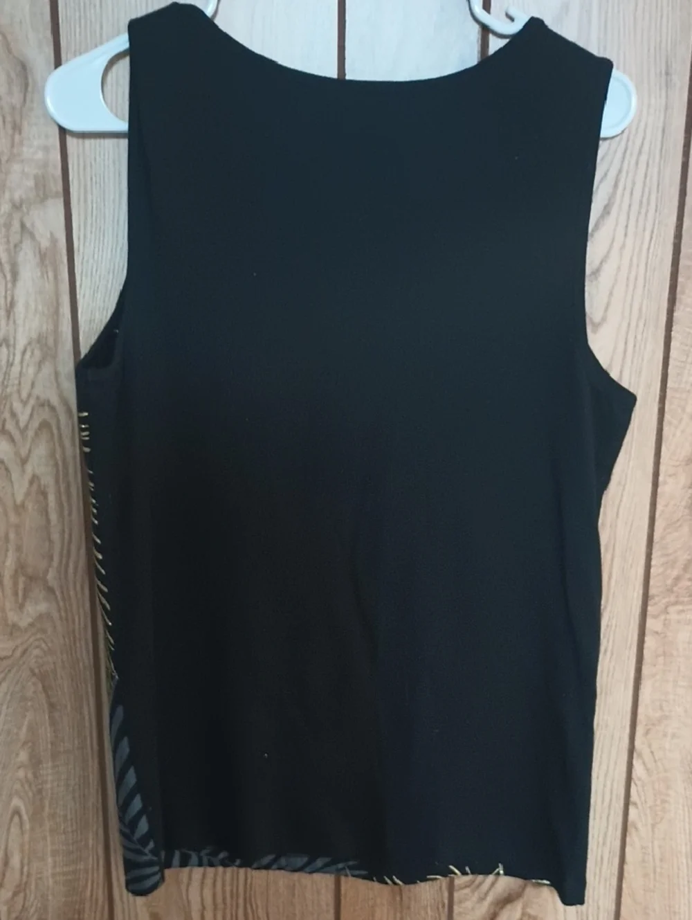 Karen Scott Black Tank with Gold Palm Sequin Accents - Picture 2 of 2